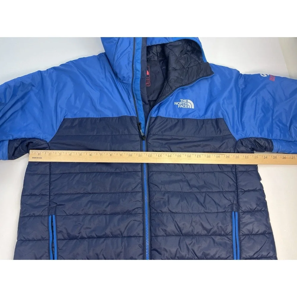 The North Face Victory Puffer Jacket Hooded Blue Black Size Large Summit Series